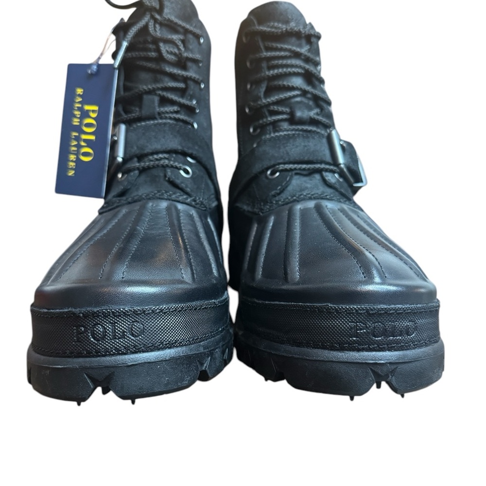 Polo Ralph Lauren Black Oslo High Waterproof Leather/Suede Boots Size 10.5 NWT